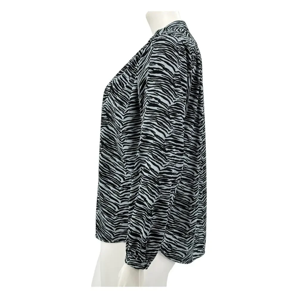 Rebecca Taylor Black and White Zebra Print Button Down Shirt - Picture 4 of 9